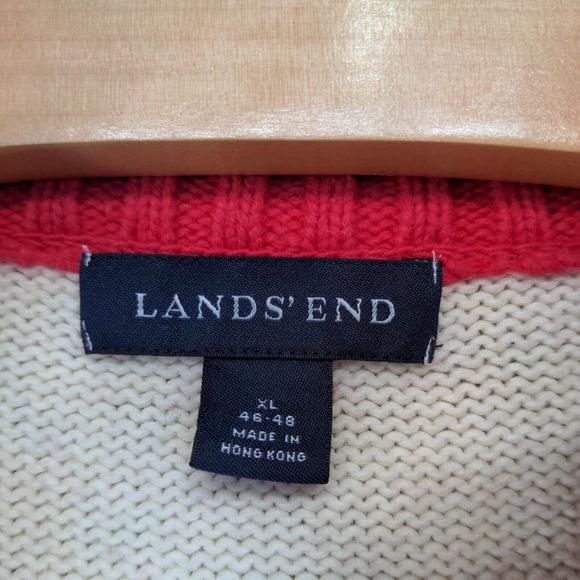 Lands' End Men's 1/4 Zip Pullover Knit Sweater Multicolor XL 46-48 Fair Isle - Picture 9 of 13